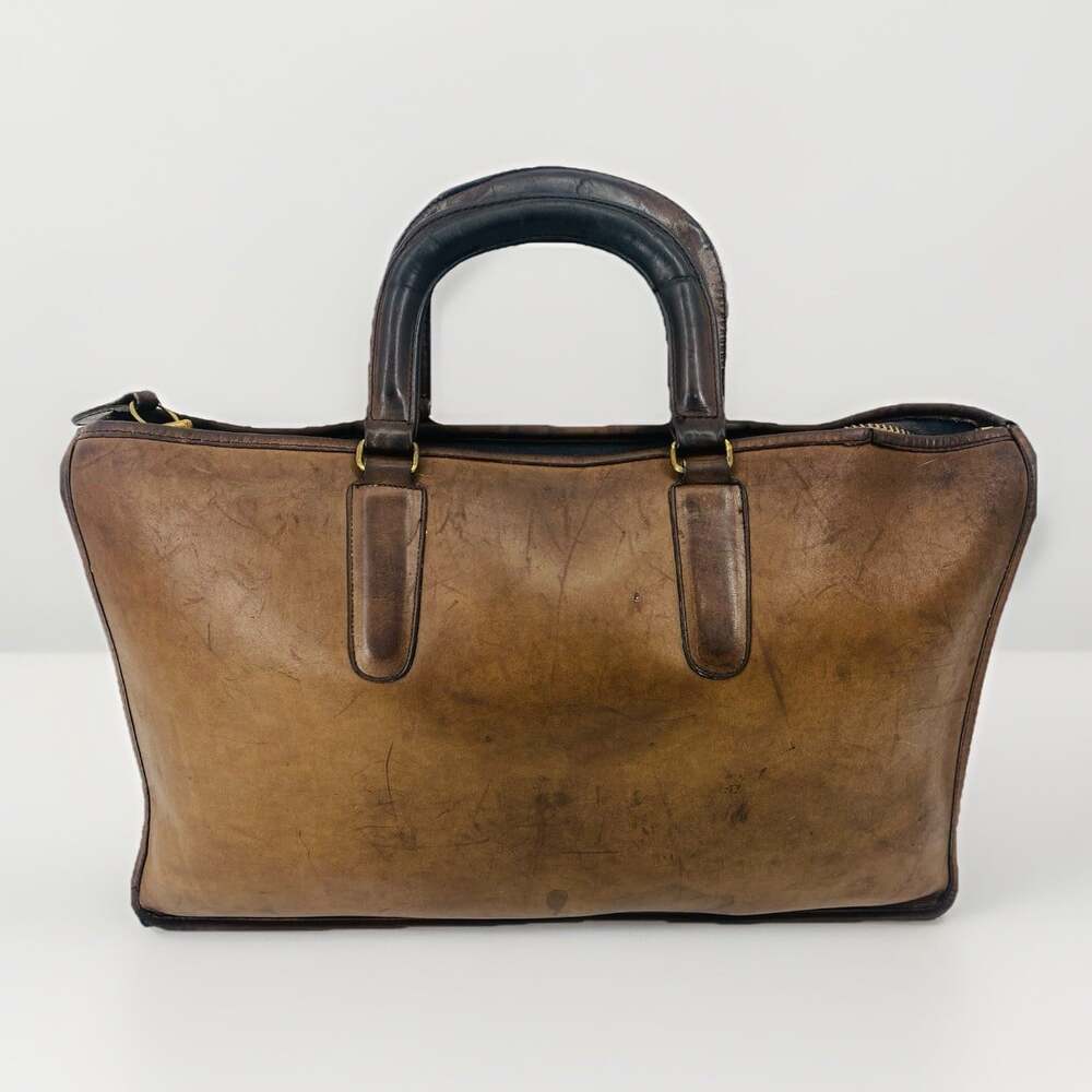 Vintage Coach NYC Brown Leather Satchel Briefcase 15" 1970s 80s Talon Zipper